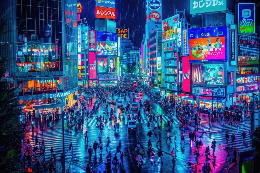 Tokyo: shibuya crossing neon